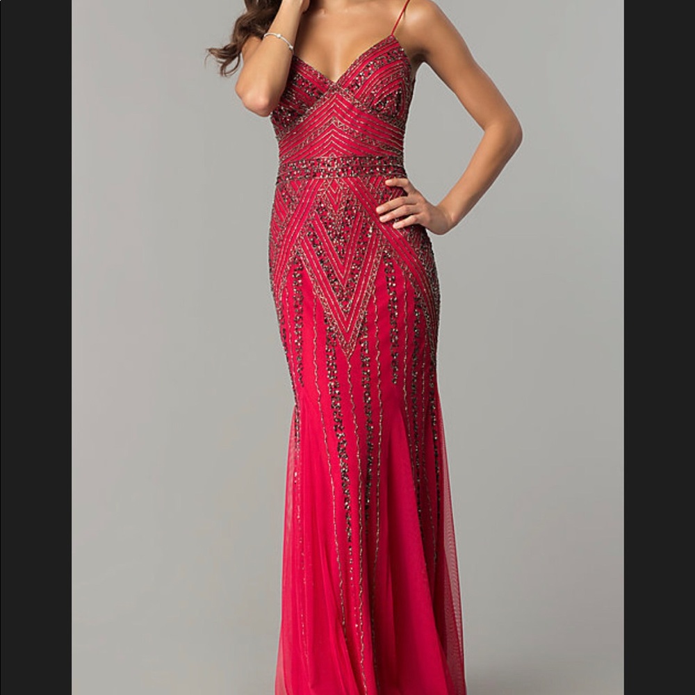 Red marina beaded gown/dress/prom